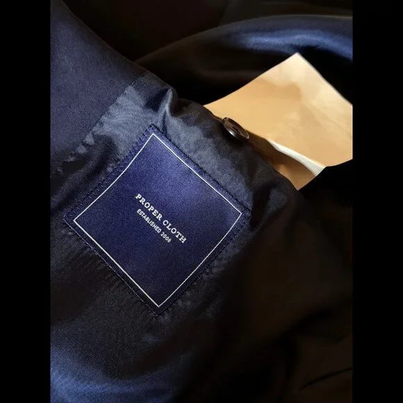 Proper Cloth Suit Jacket 52R Men’s Blue Navy 2 Button Blazer 100% Wool